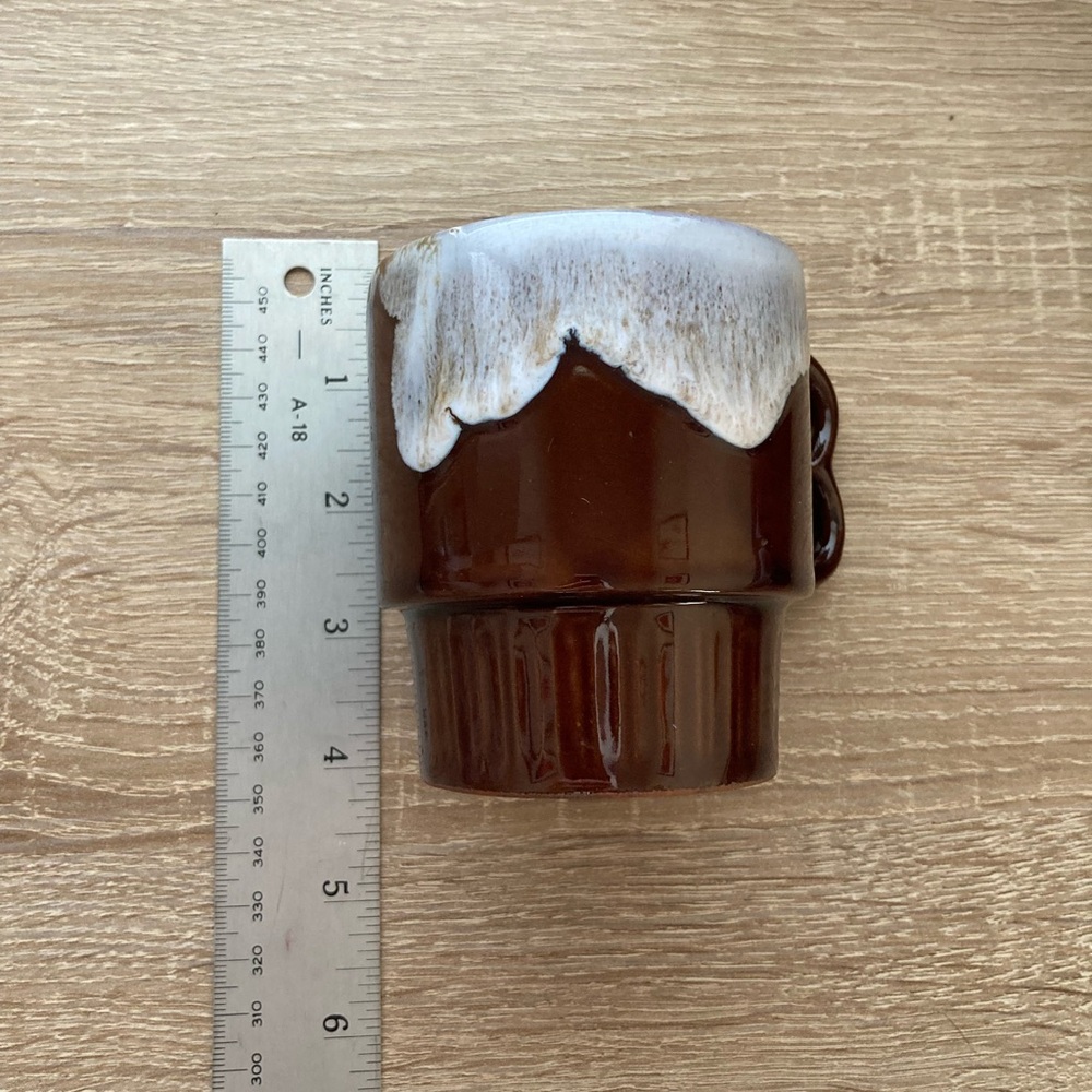 Set of 4 Brown Drip Glazed Mugs - MCM Made in Japan Mugs - Picture 4 of 8